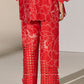 GEOMETRIC FLORAL APPLIQUE' PANTS RED