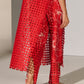 GEOMETRIC FLORAL APPLIQUE' PANTS RED
