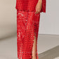 GEOMETRIC FLORAL APPLIQUE' PANTS RED