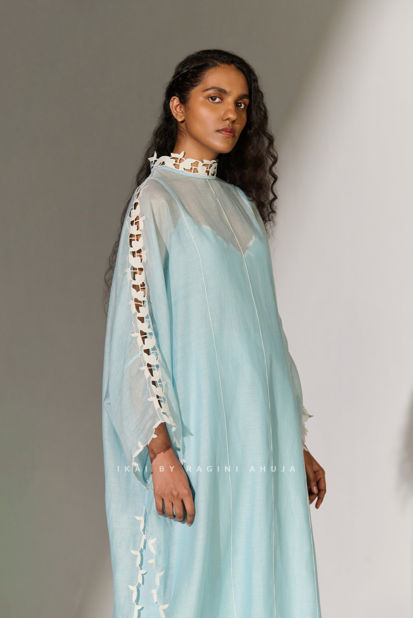 GEOMETRIC FLORAL CUTWORK KAFTAN