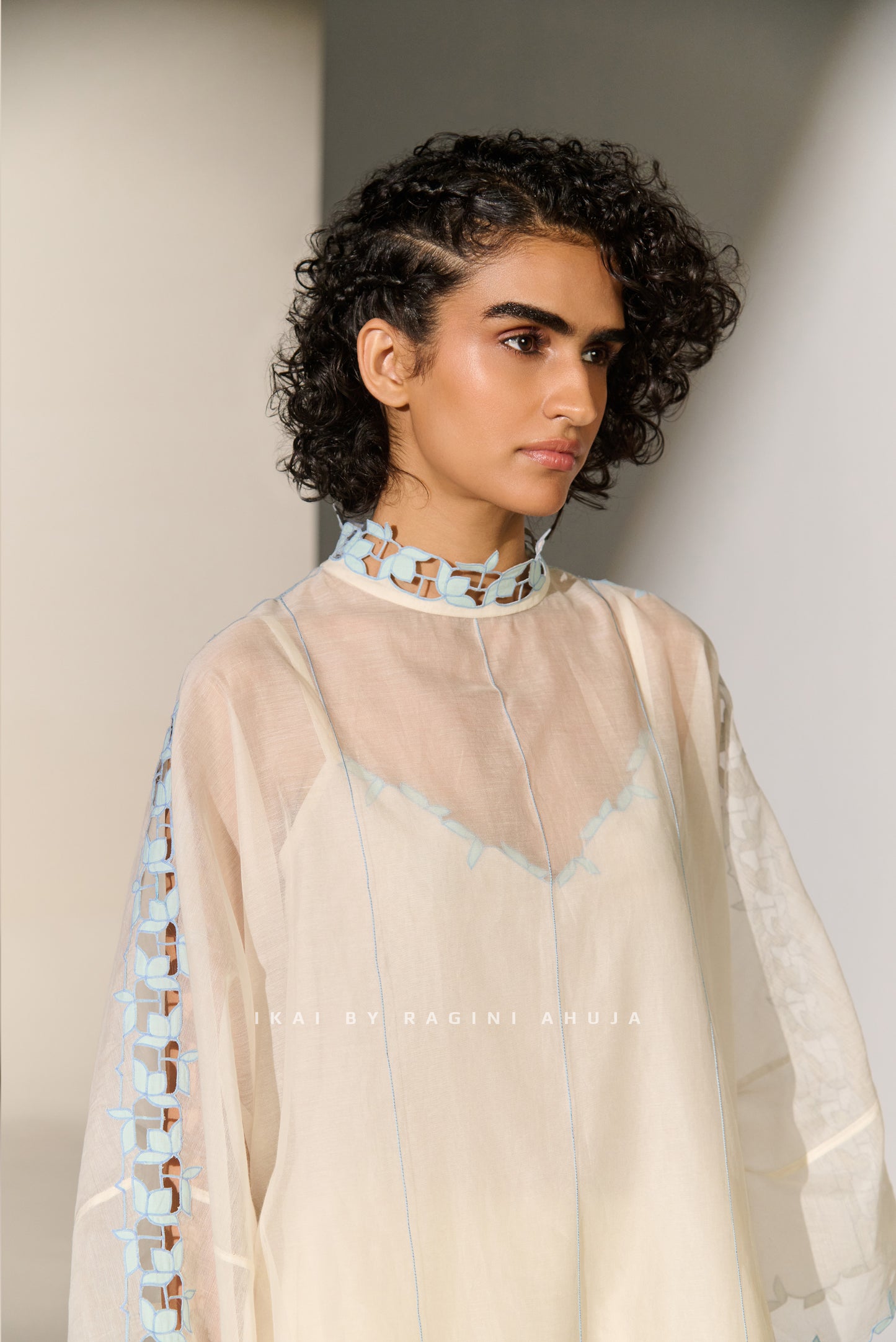 GEOMETRIC FLORAL CUTWORK KAFTAN