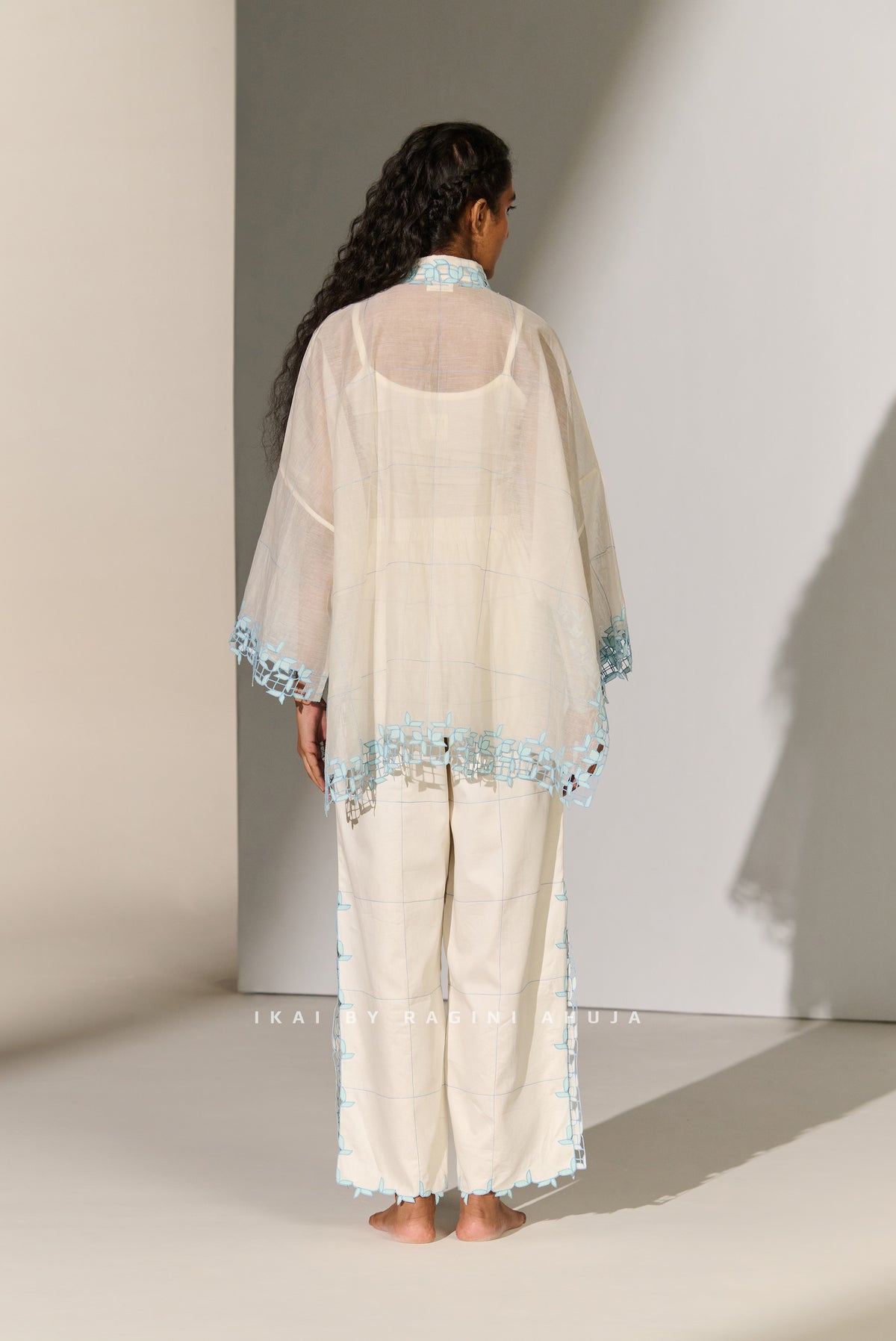 GEOMETRIC FLORAL CUTWORK KAFTAN SHIRT