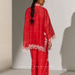 GEOMETRIC FLORAL CUTWORK KAFTAN SHIRT RED