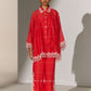 GEOMETRIC FLORAL CUTWORK KAFTAN SHIRT RED