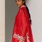 GEOMETRIC FLORAL CUTWORK KAFTAN SHIRT RED