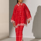 GEOMETRIC FLORAL CUTWORK KAFTAN SHIRT RED