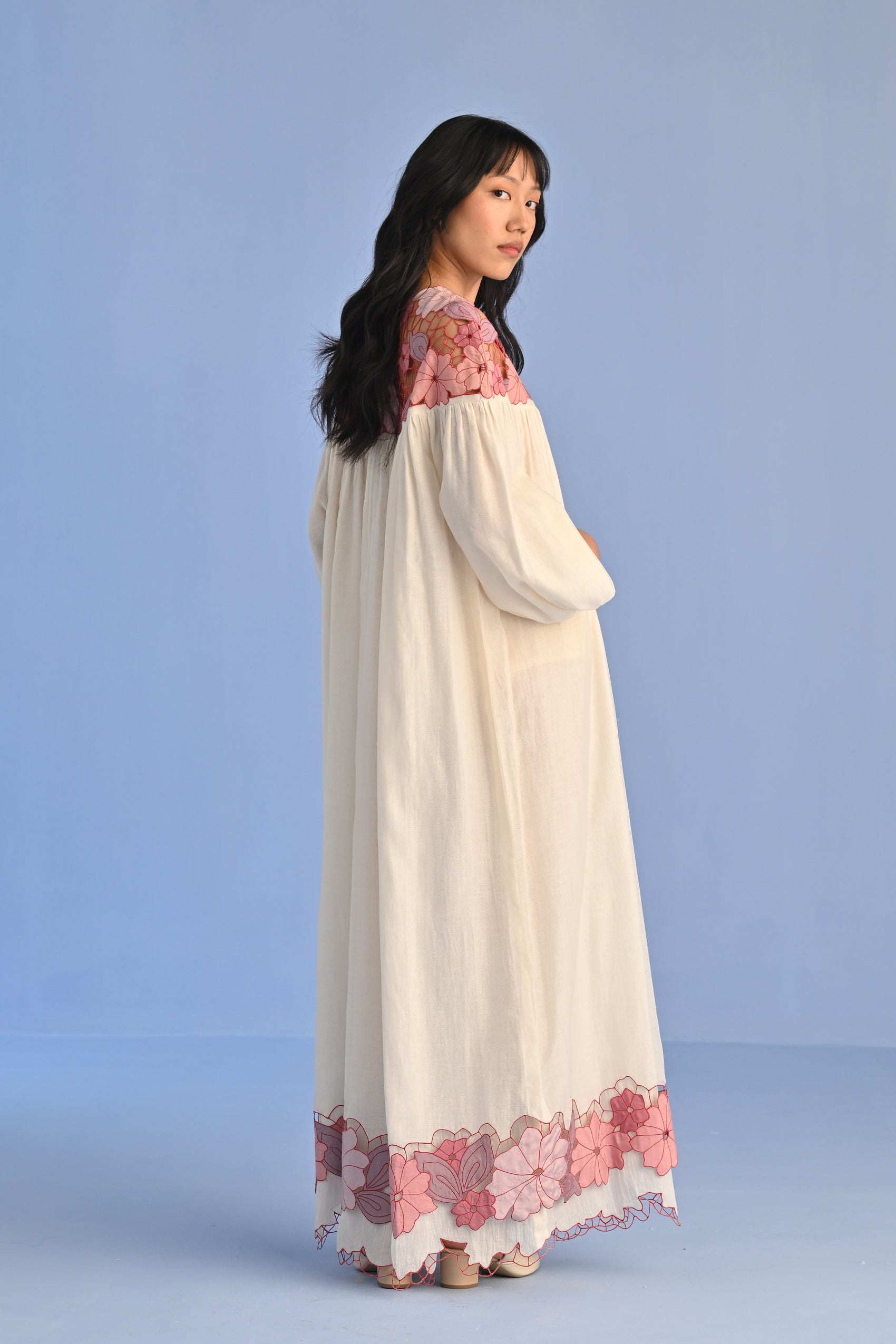 CUTWORK YOKE DRESS