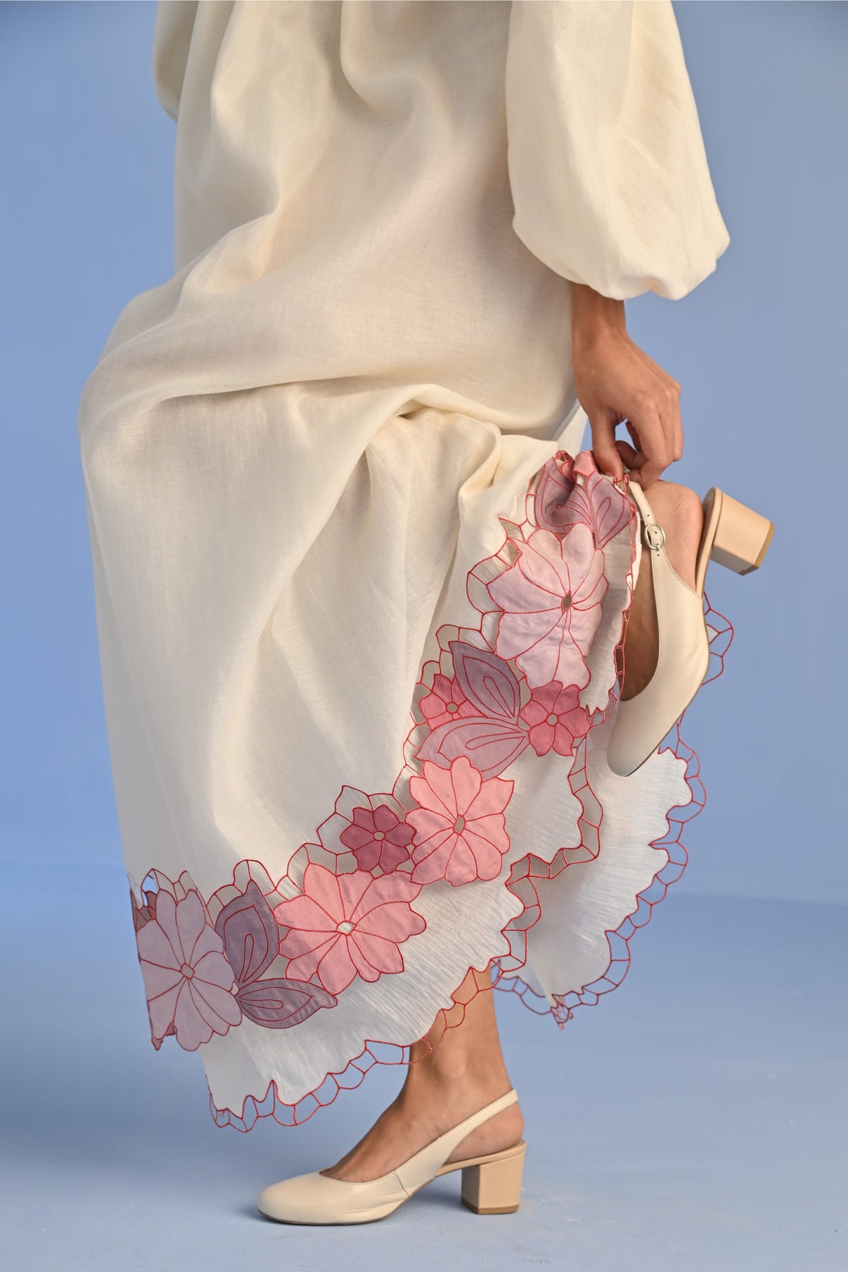 CUTWORK YOKE DRESS