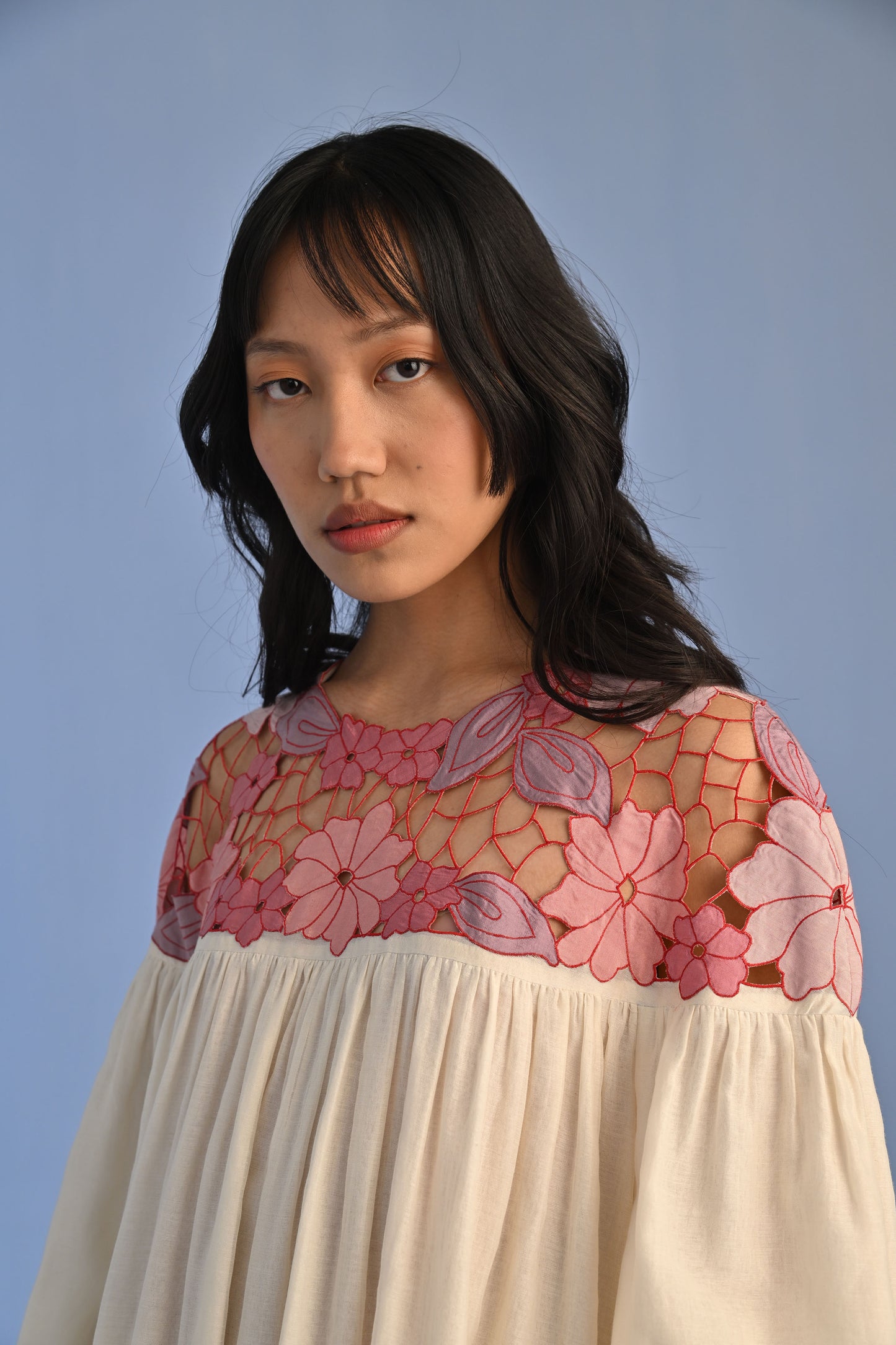 CUTWORK YOKE DRESS