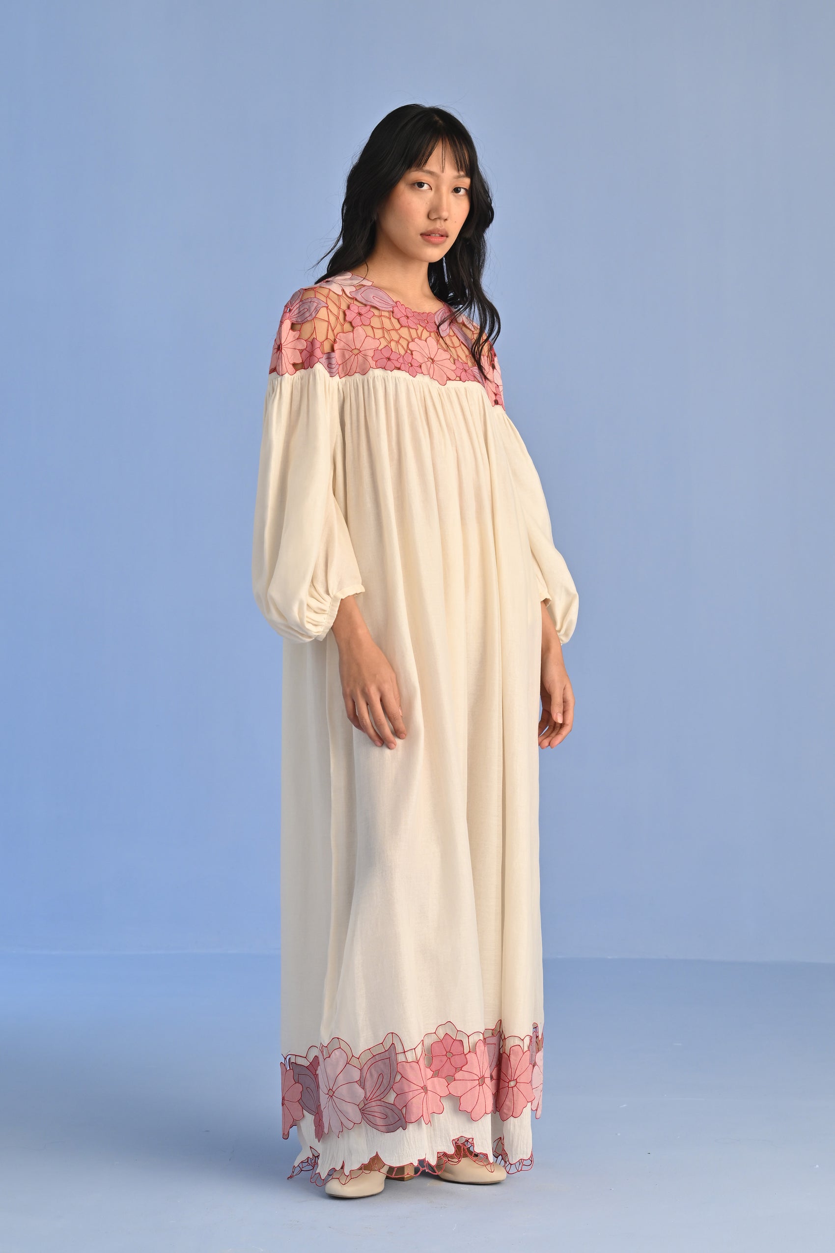 CUTWORK YOKE DRESS