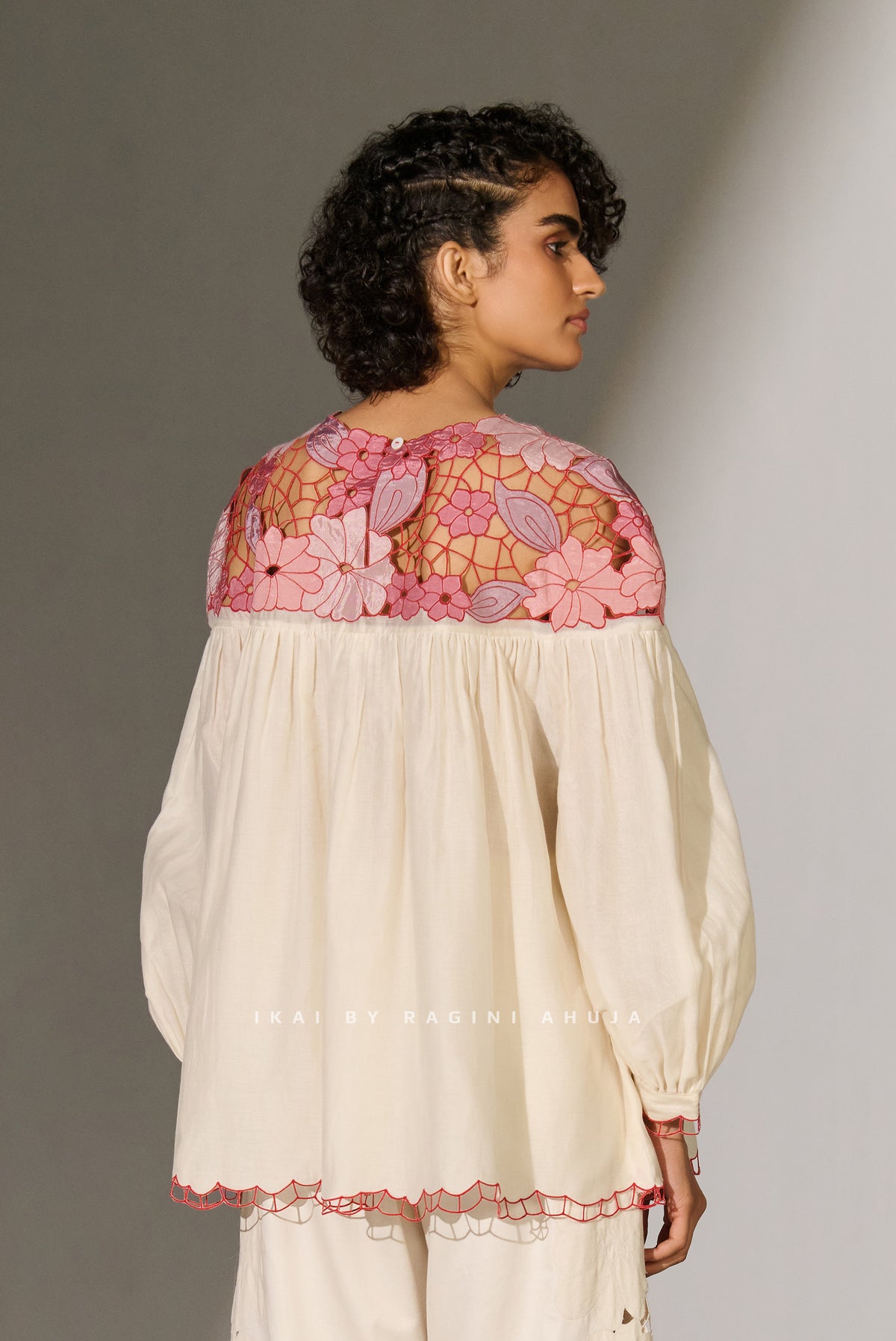 YOKE FLORAL CUTWORK SHIRT