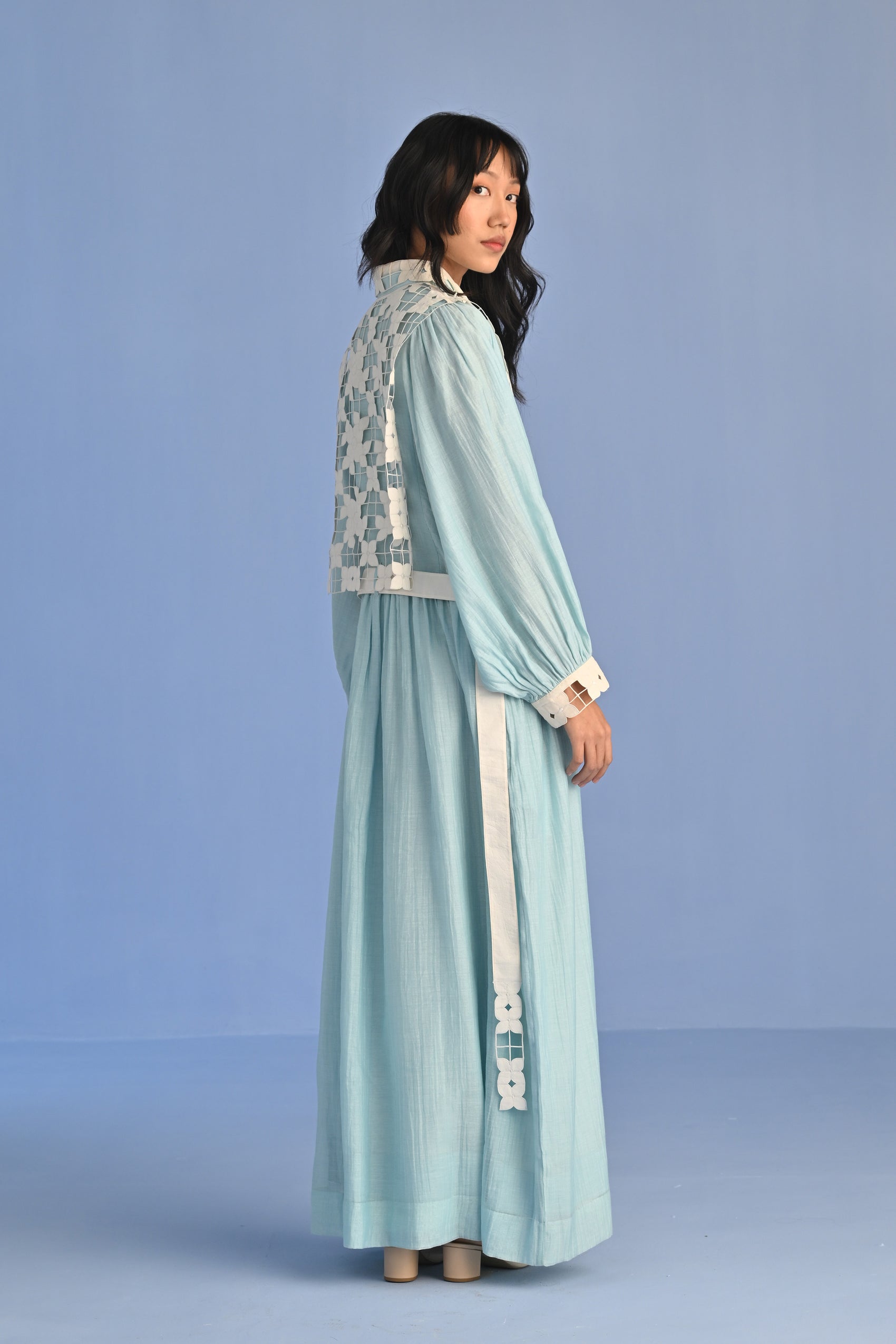 CUTWORK YOKE SHIRT DRESS