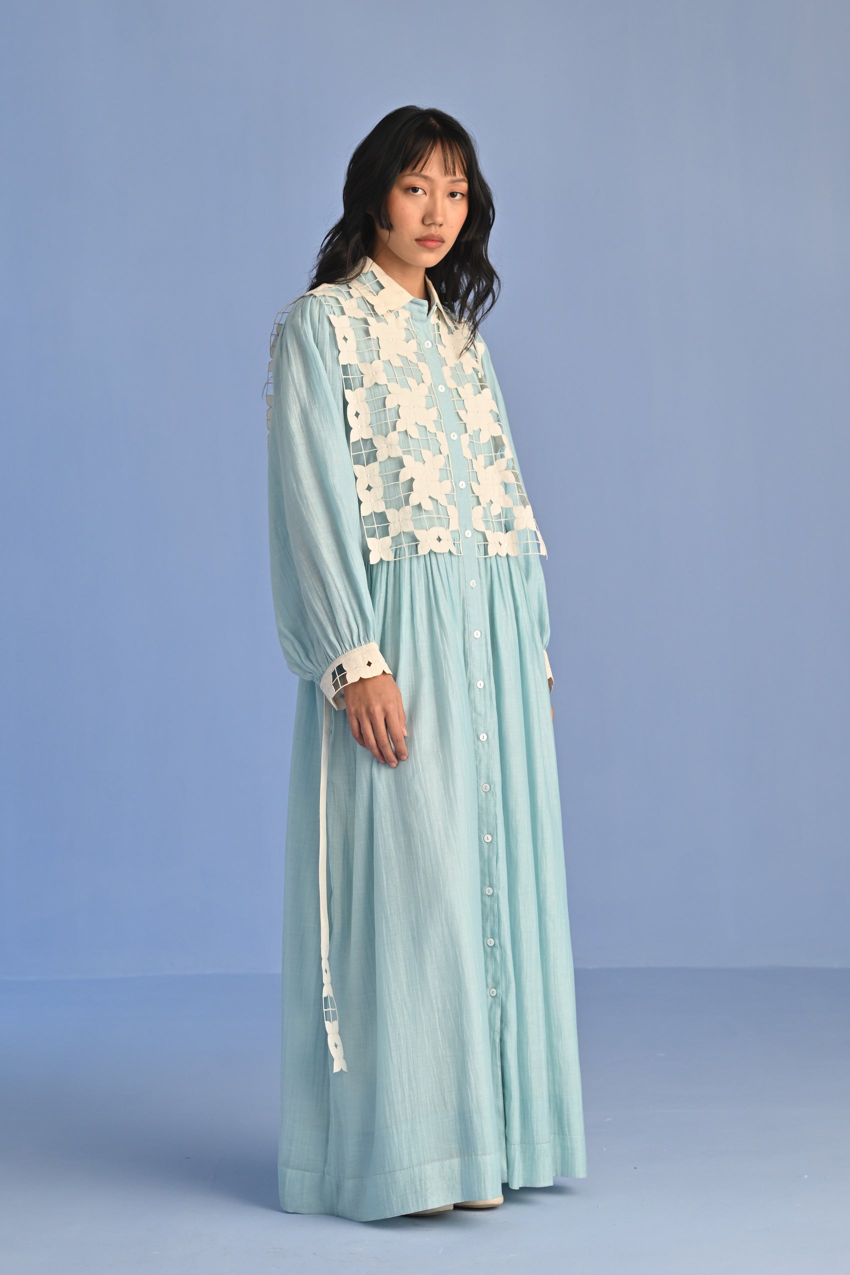 CUTWORK YOKE SHIRT DRESS
