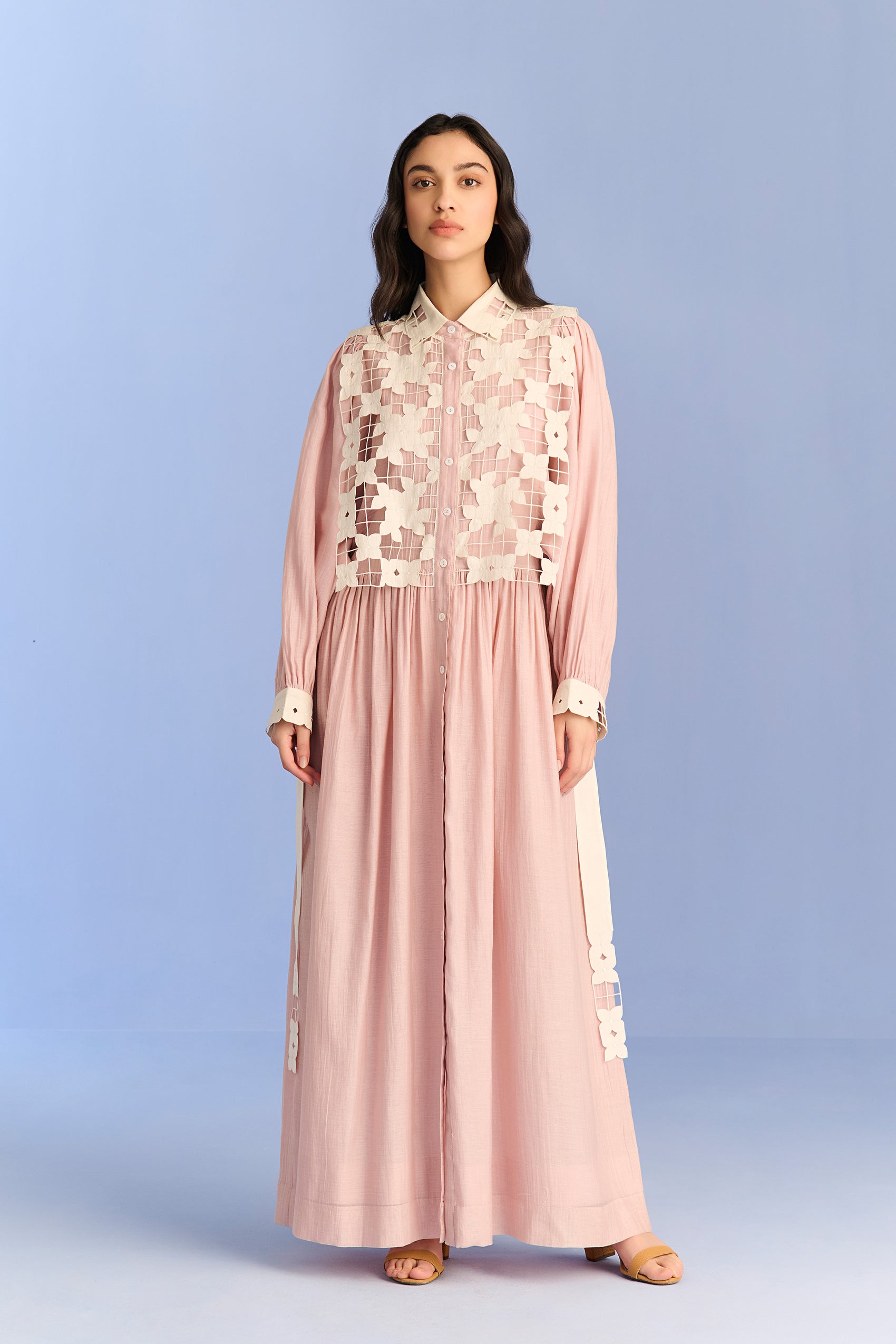 CUTWORK YOKE SHIRT DRESS