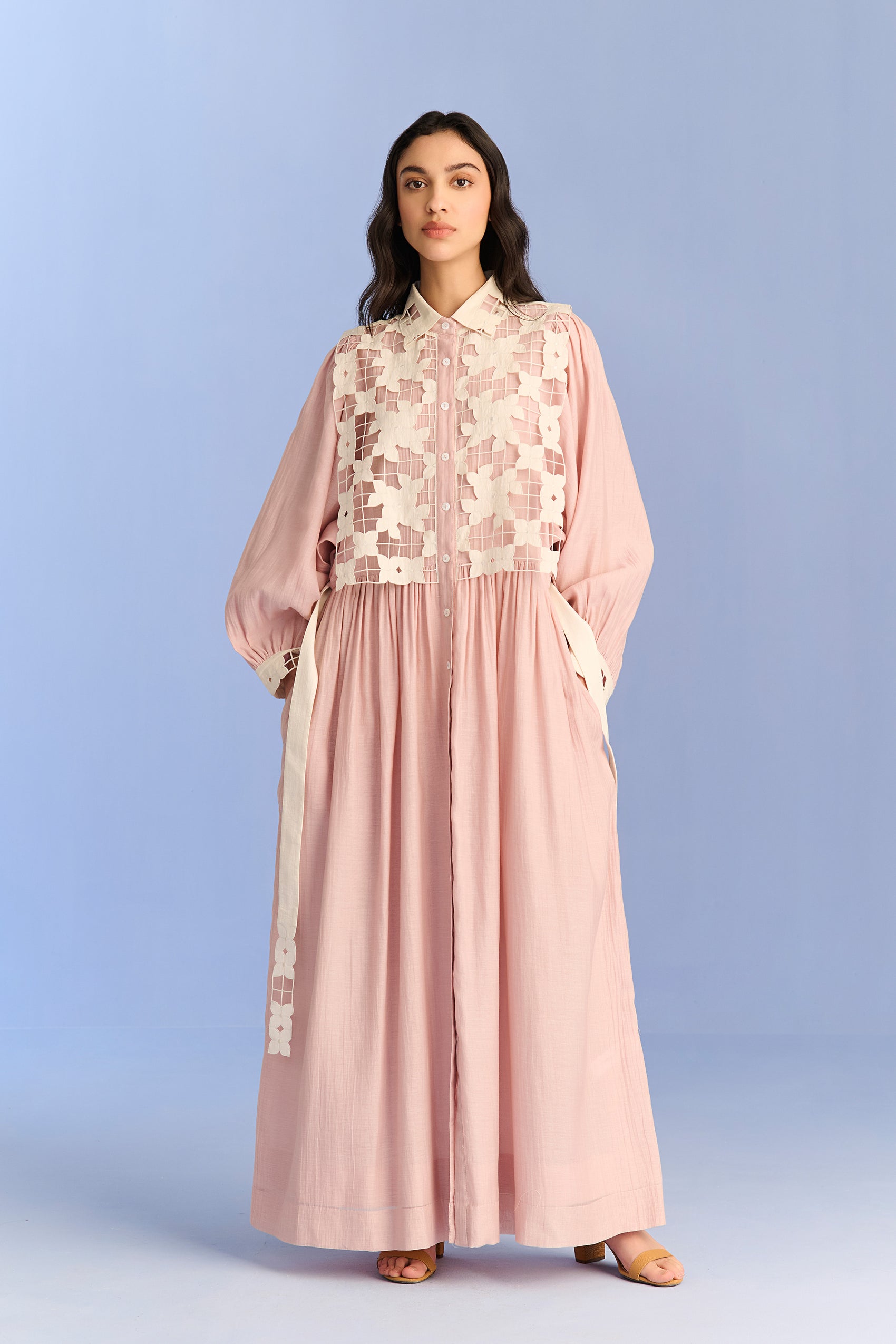 CUTWORK YOKE SHIRT DRESS