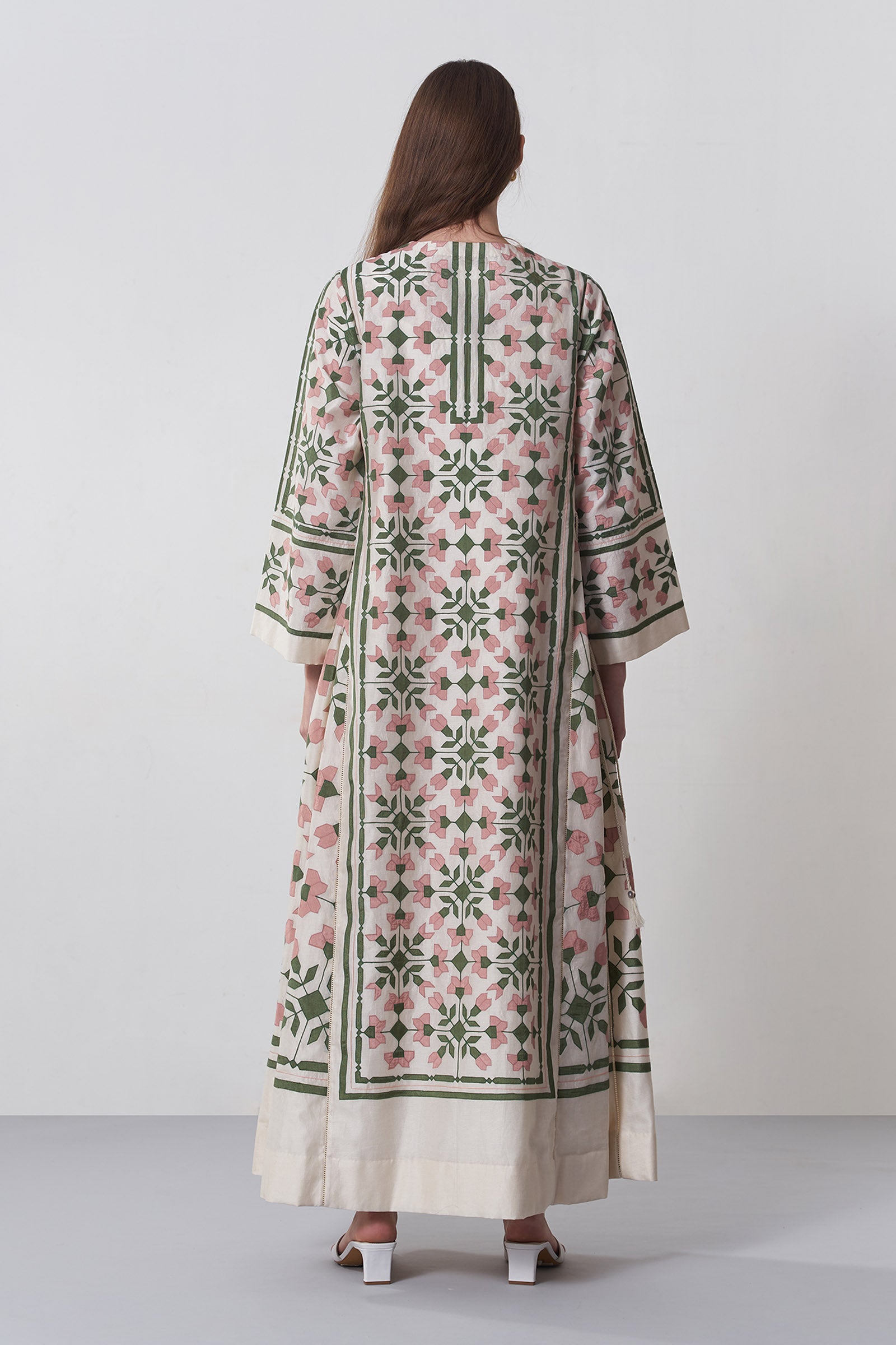 GEOMETRIC FLORAL A-LINE DRESS