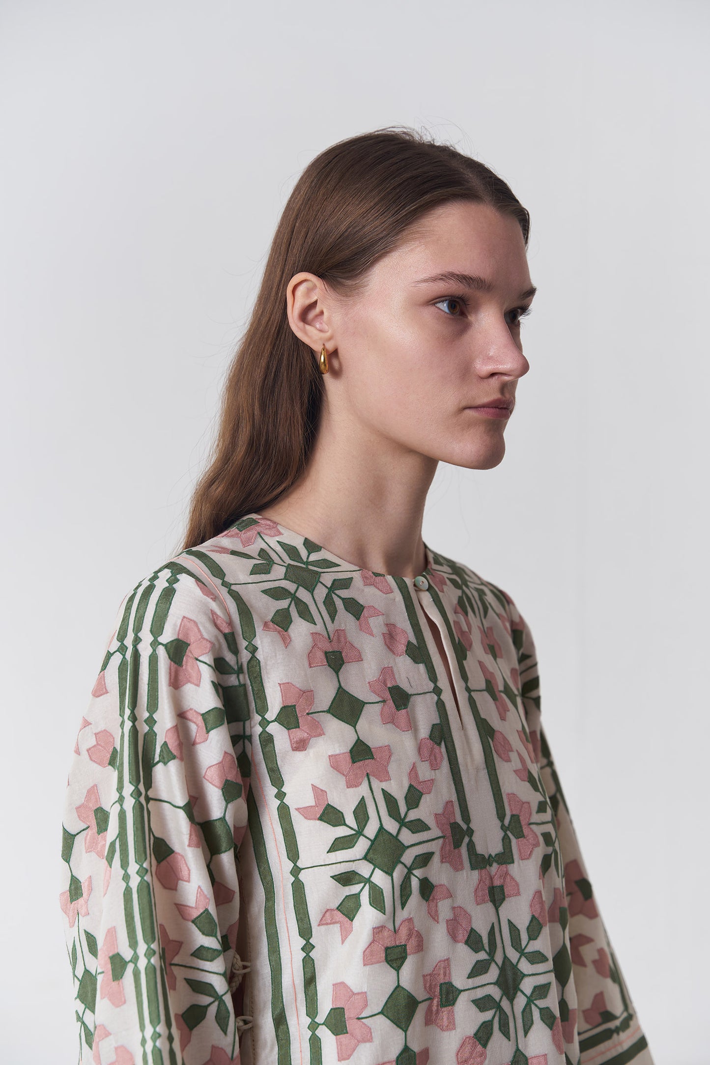 GEOMETRIC FLORAL A-LINE DRESS