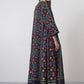 A-LINE GEOMETRIC FLORAL JACKET