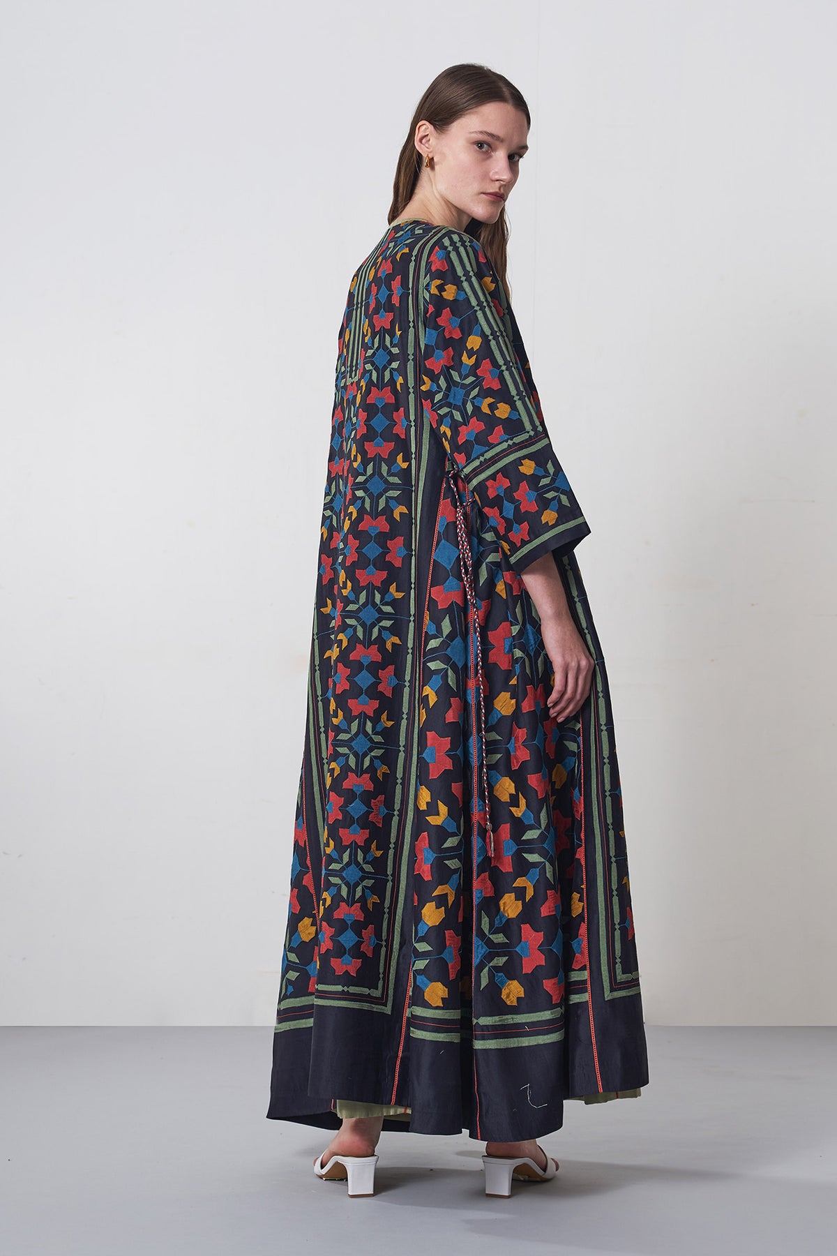 A-LINE GEOMETRIC FLORAL JACKET