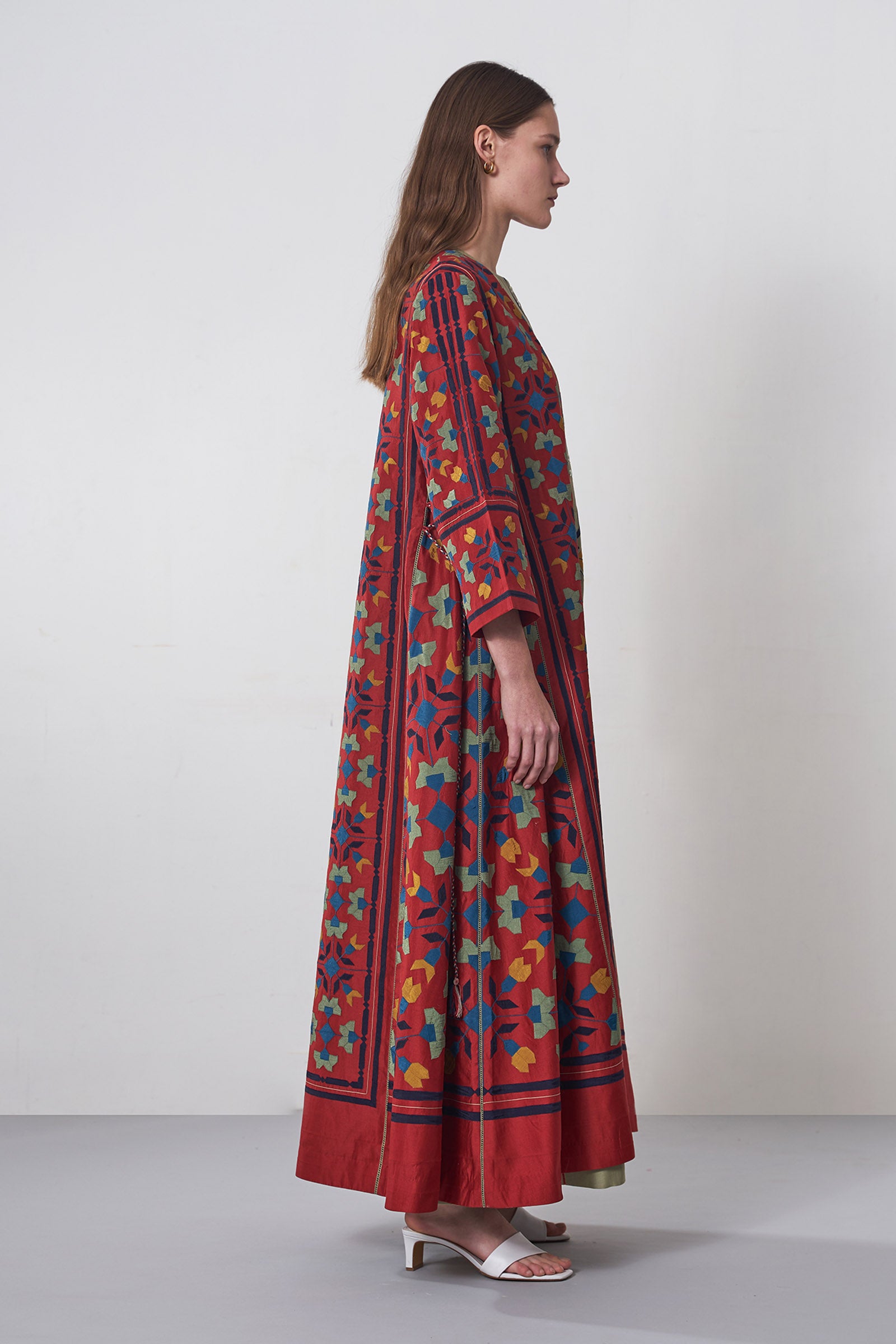 A-LINE GEOMETRIC FLORAL JACKET