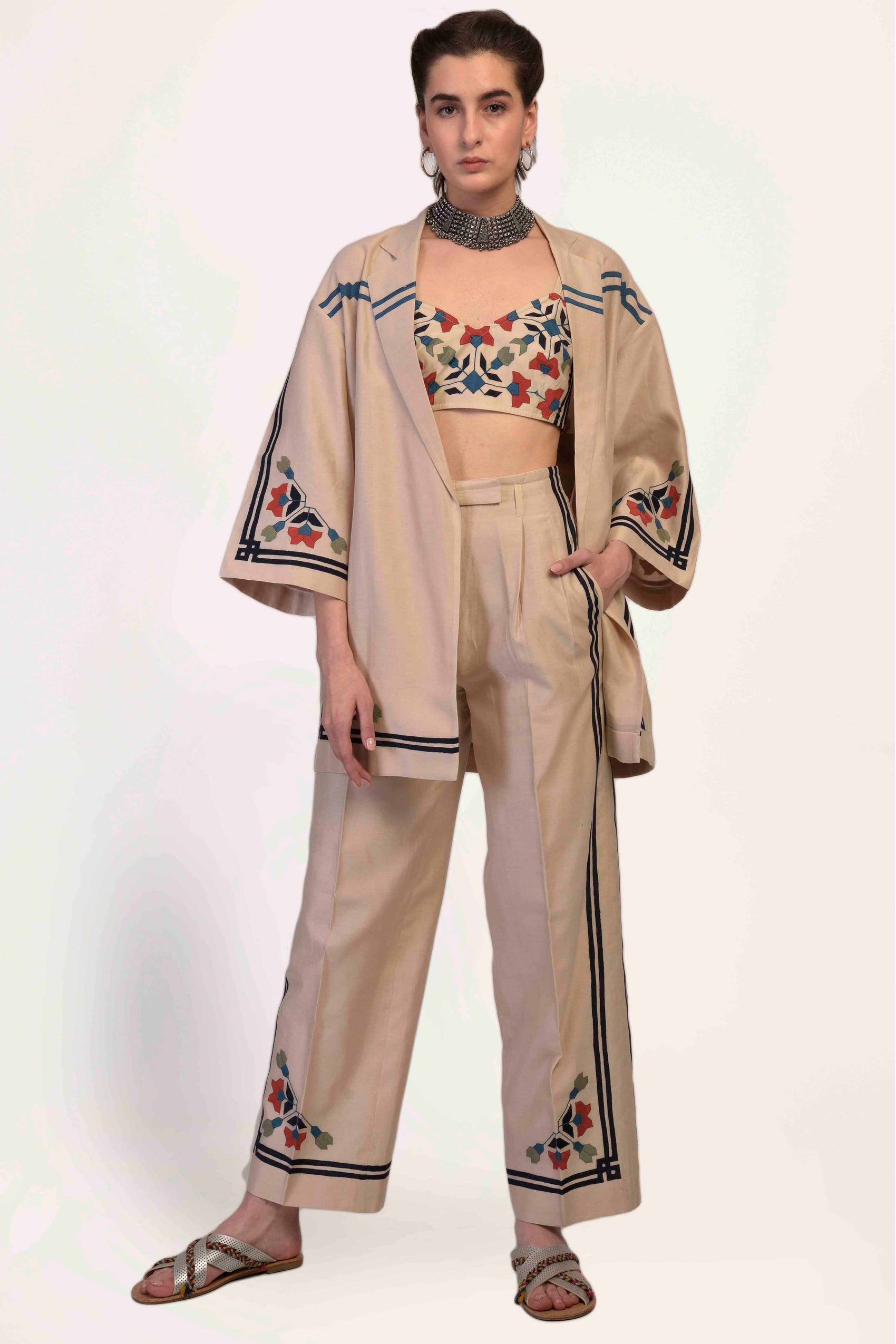 TIBETAN MASK JACKET AND PANT SET