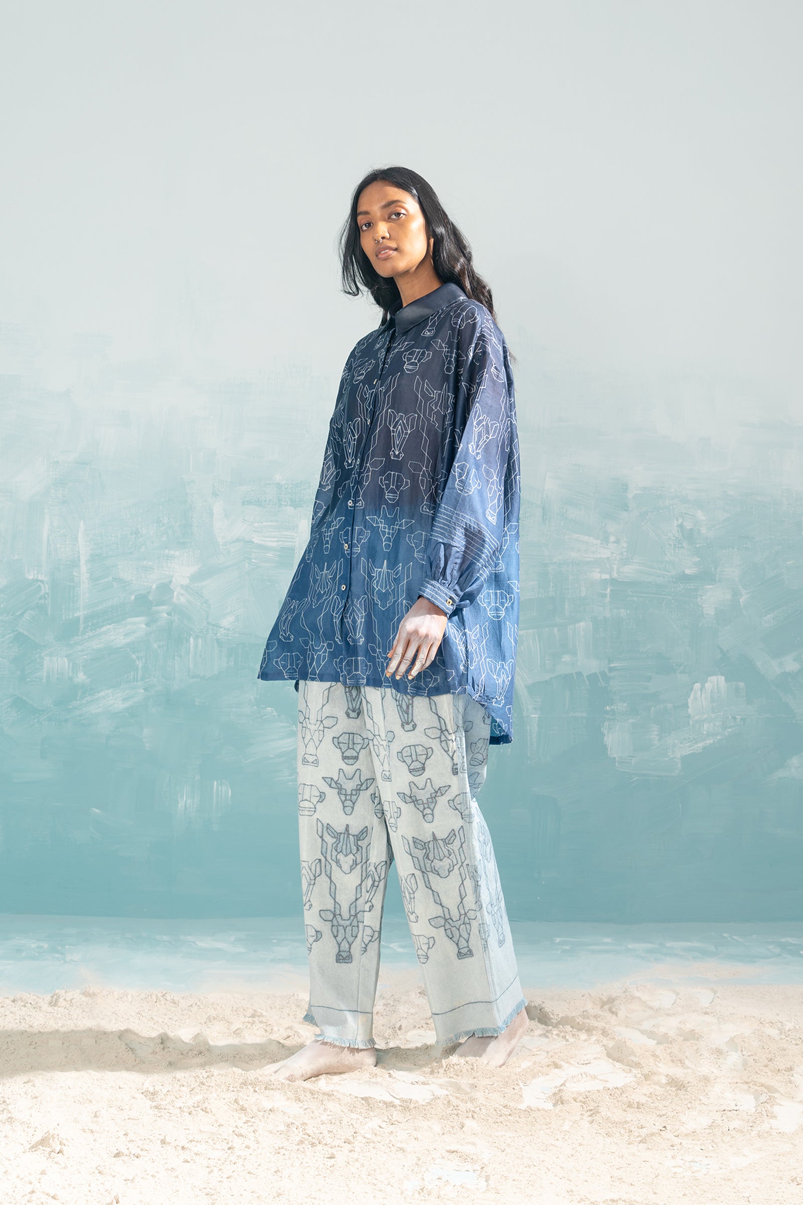 NILE SHIBORI DROP SHOULDER SHIRT