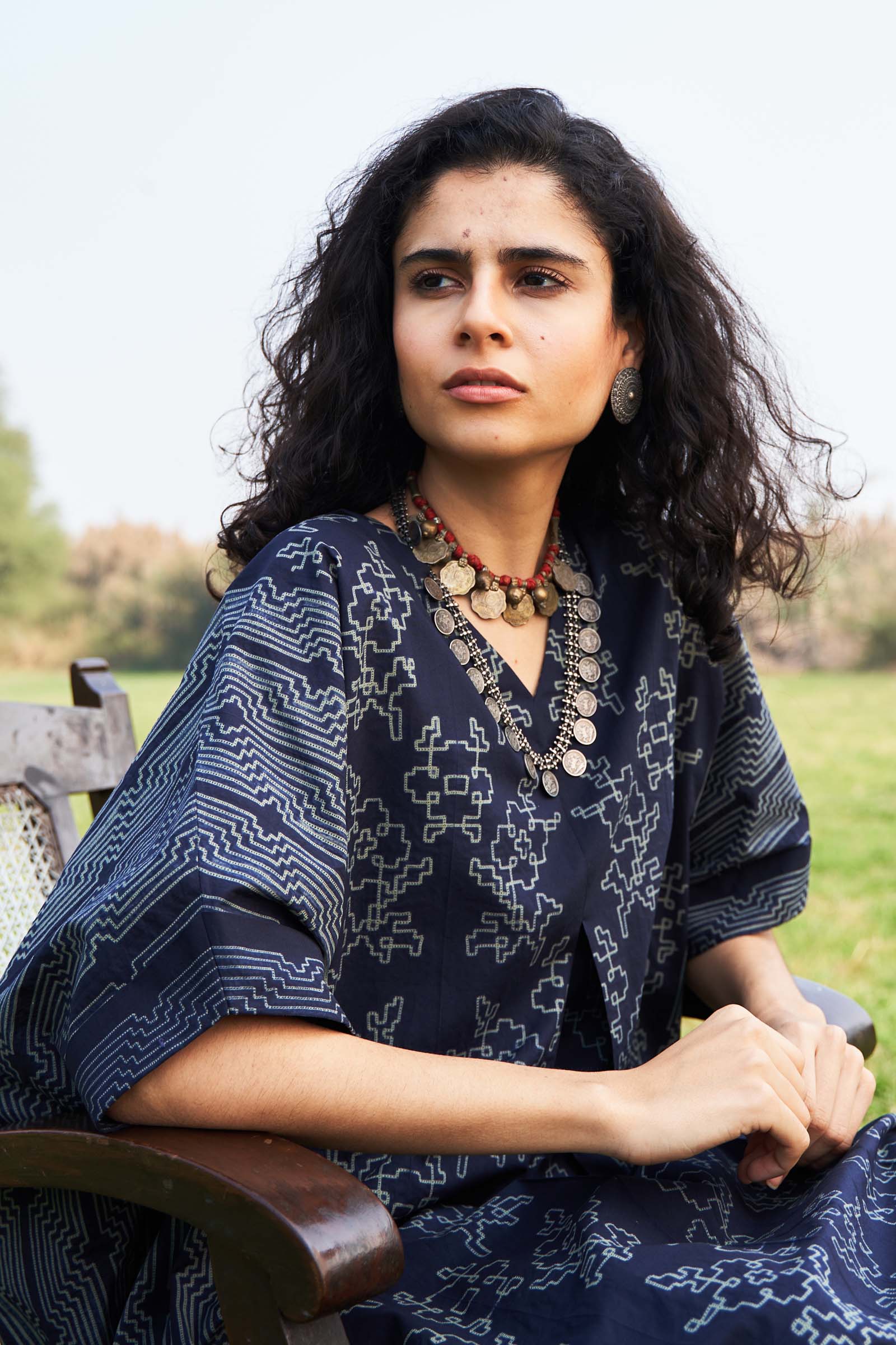 SHIBORI PLEATED KAFTAN