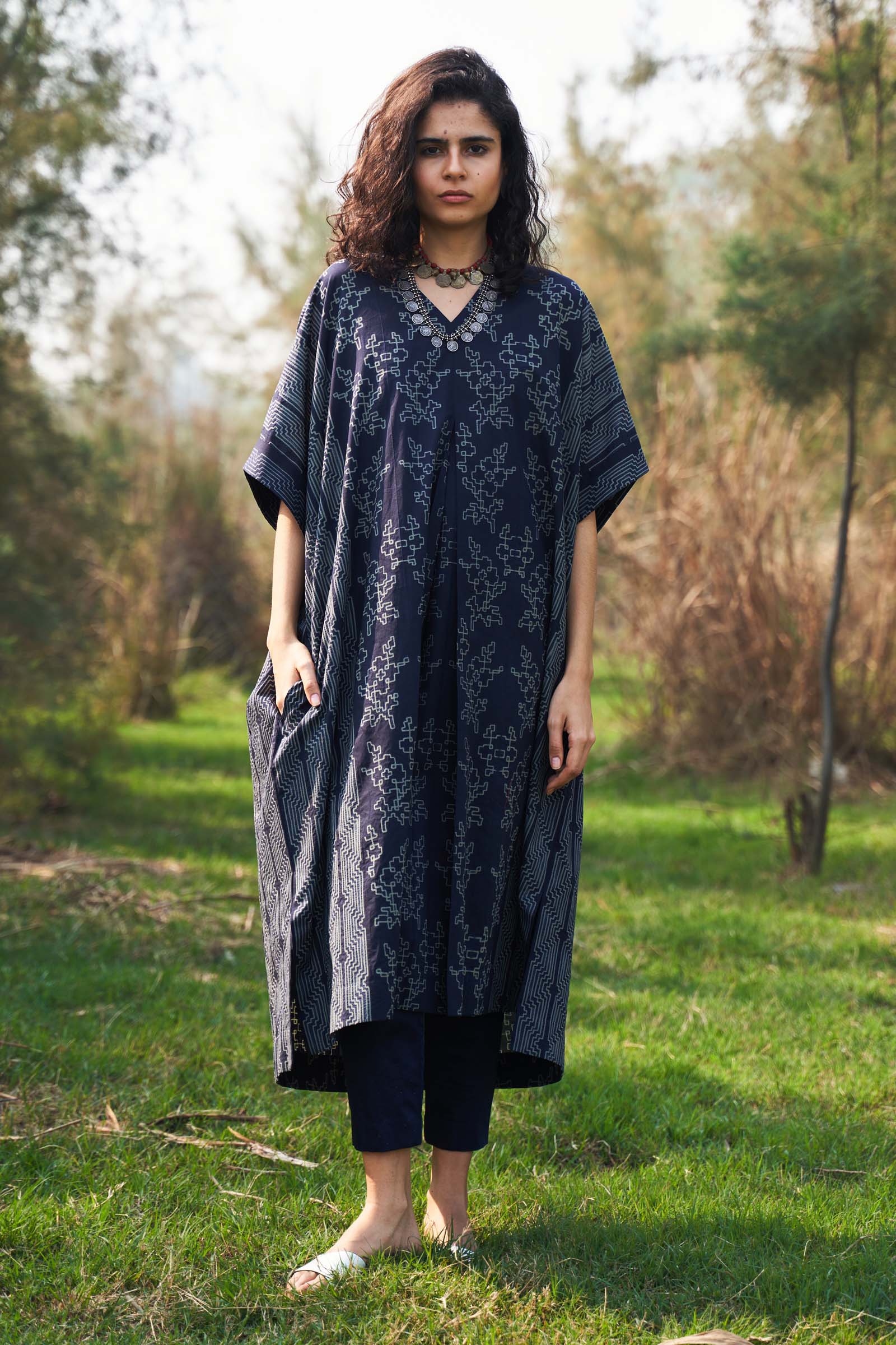 SHIBORI PLEATED KAFTAN