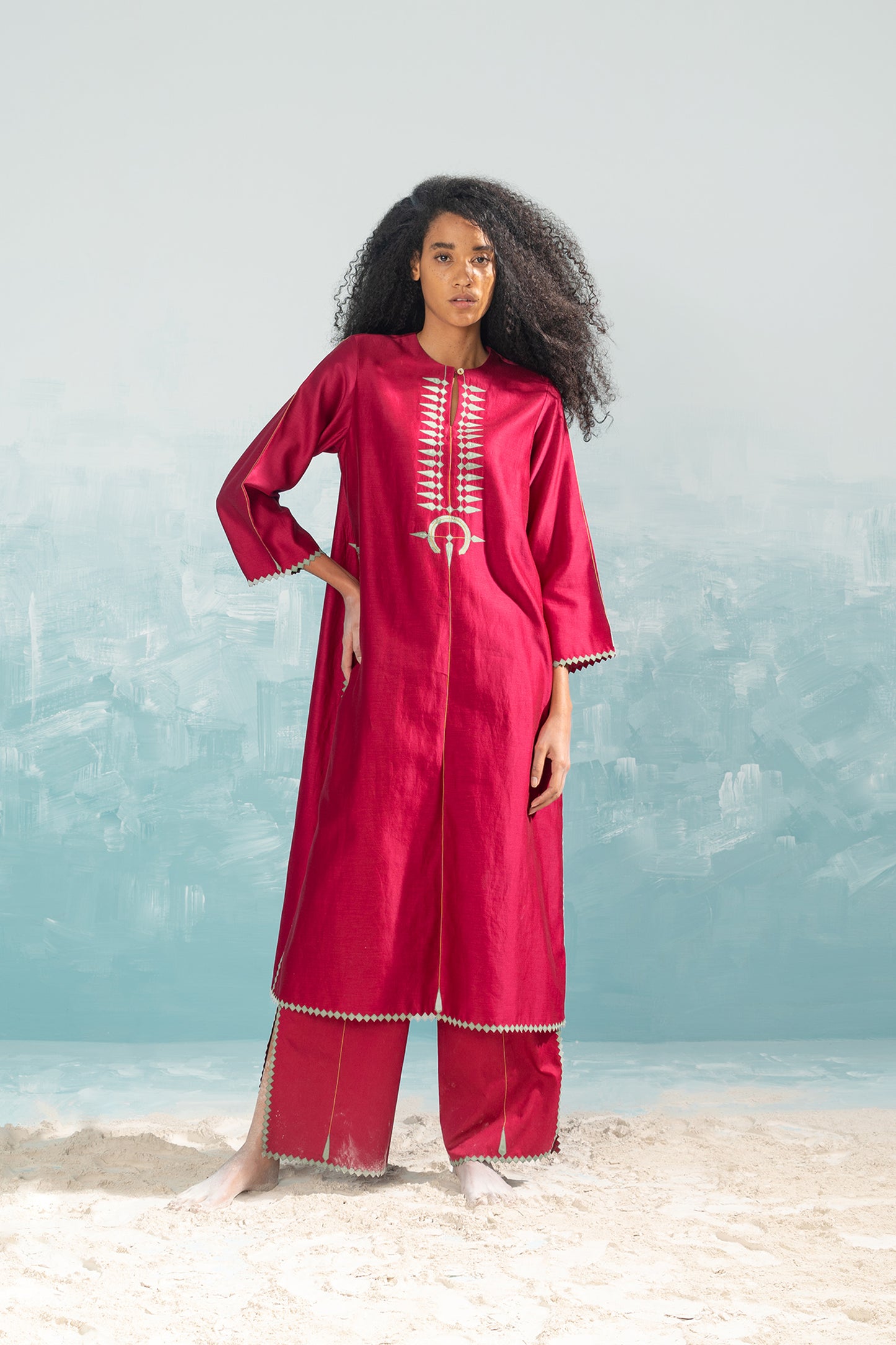 NILE TRIBAL APPLIQUE' KAMEEZ