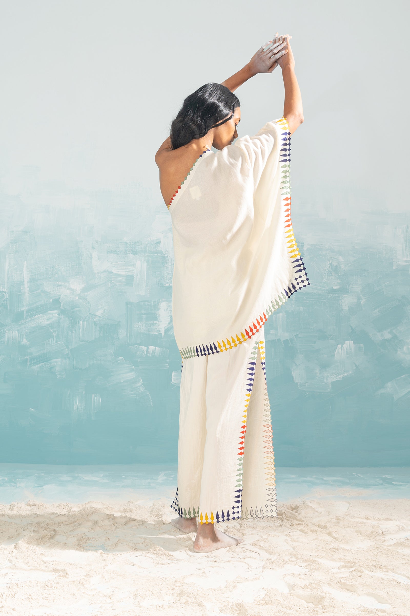 NILE MULTI-APPLIQUE' OFF SHOULDER SHIRT