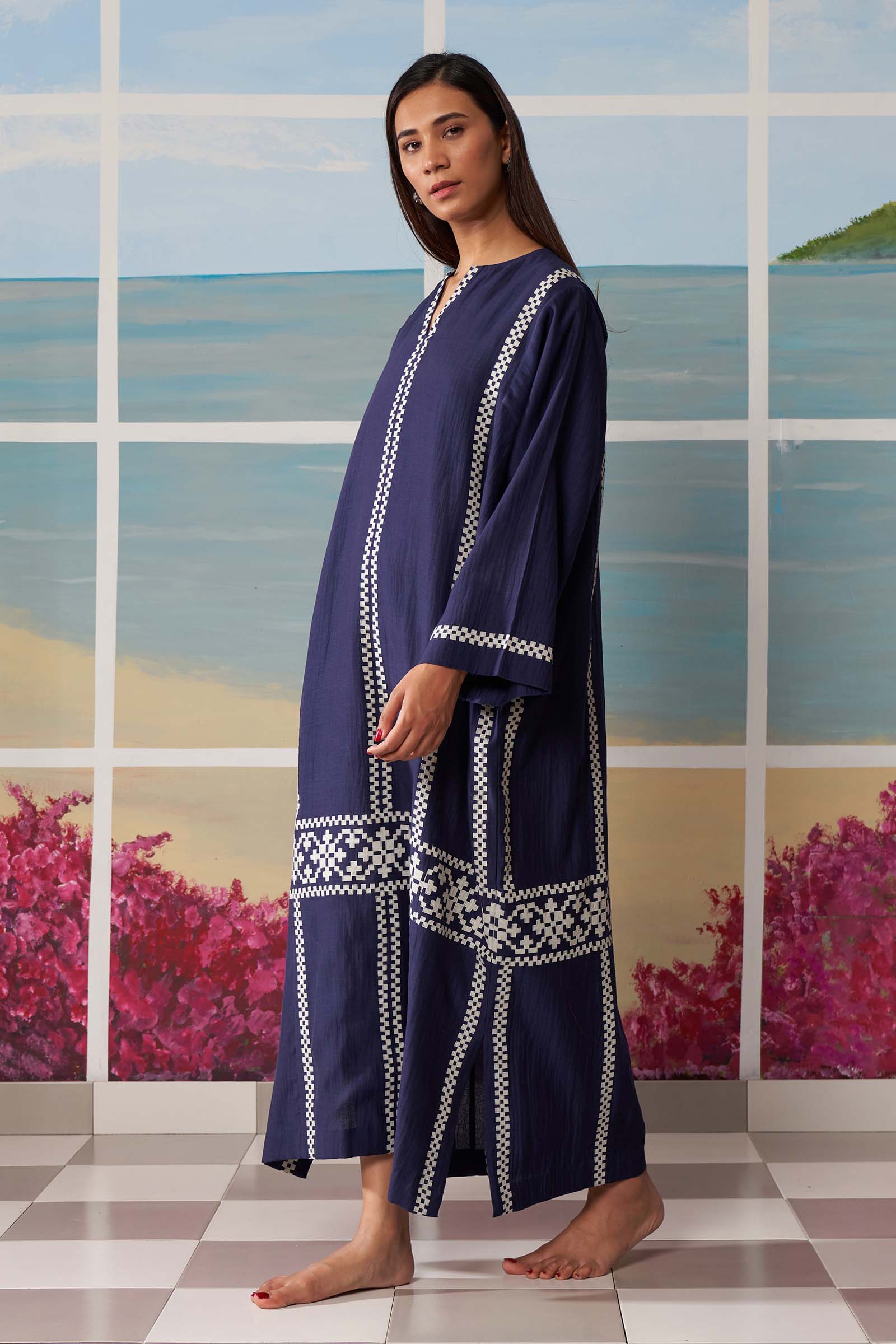 PANELLED KAFTAN DRESS
