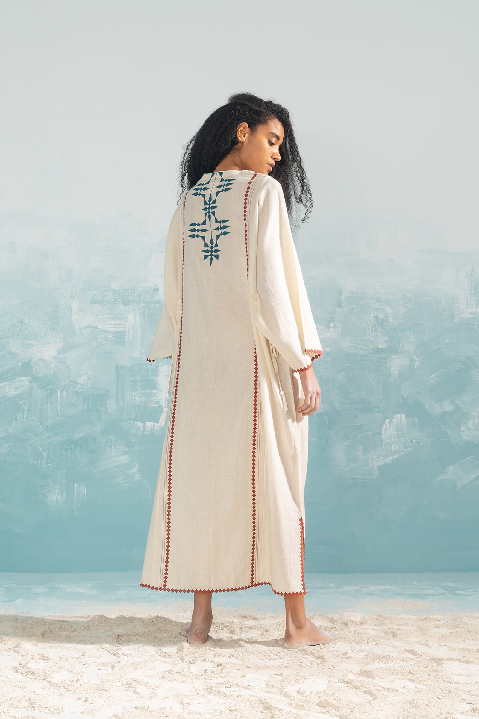 NILE TRIBAL APPLIQUE' KAFTAN DRESS