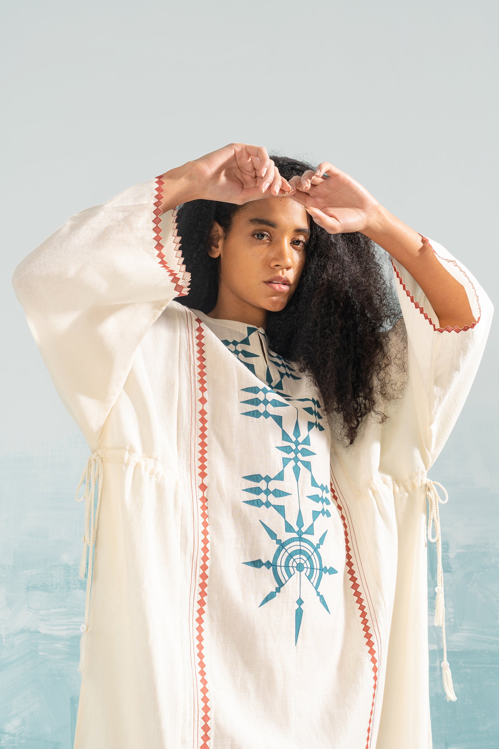 NILE TRIBAL APPLIQUE' KAFTAN DRESS