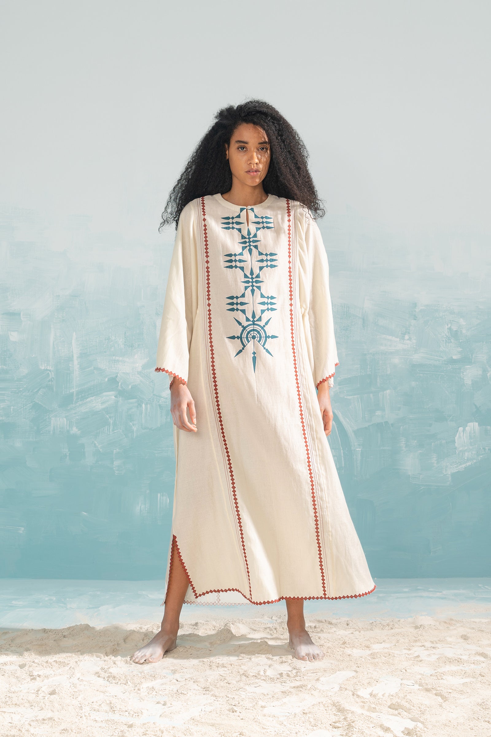 NILE TRIBAL APPLIQUE' KAFTAN DRESS