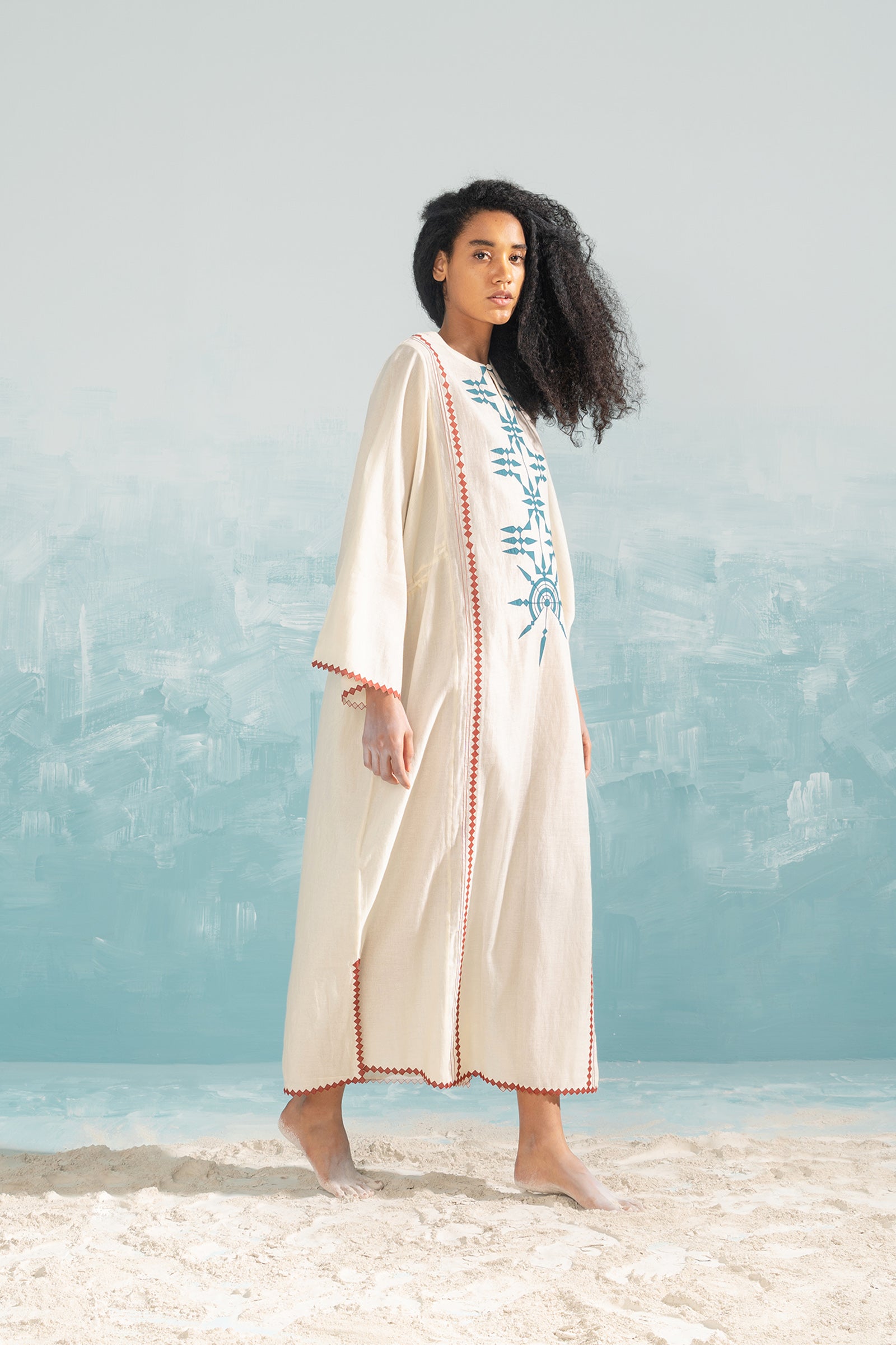 NILE TRIBAL APPLIQUE' KAFTAN DRESS