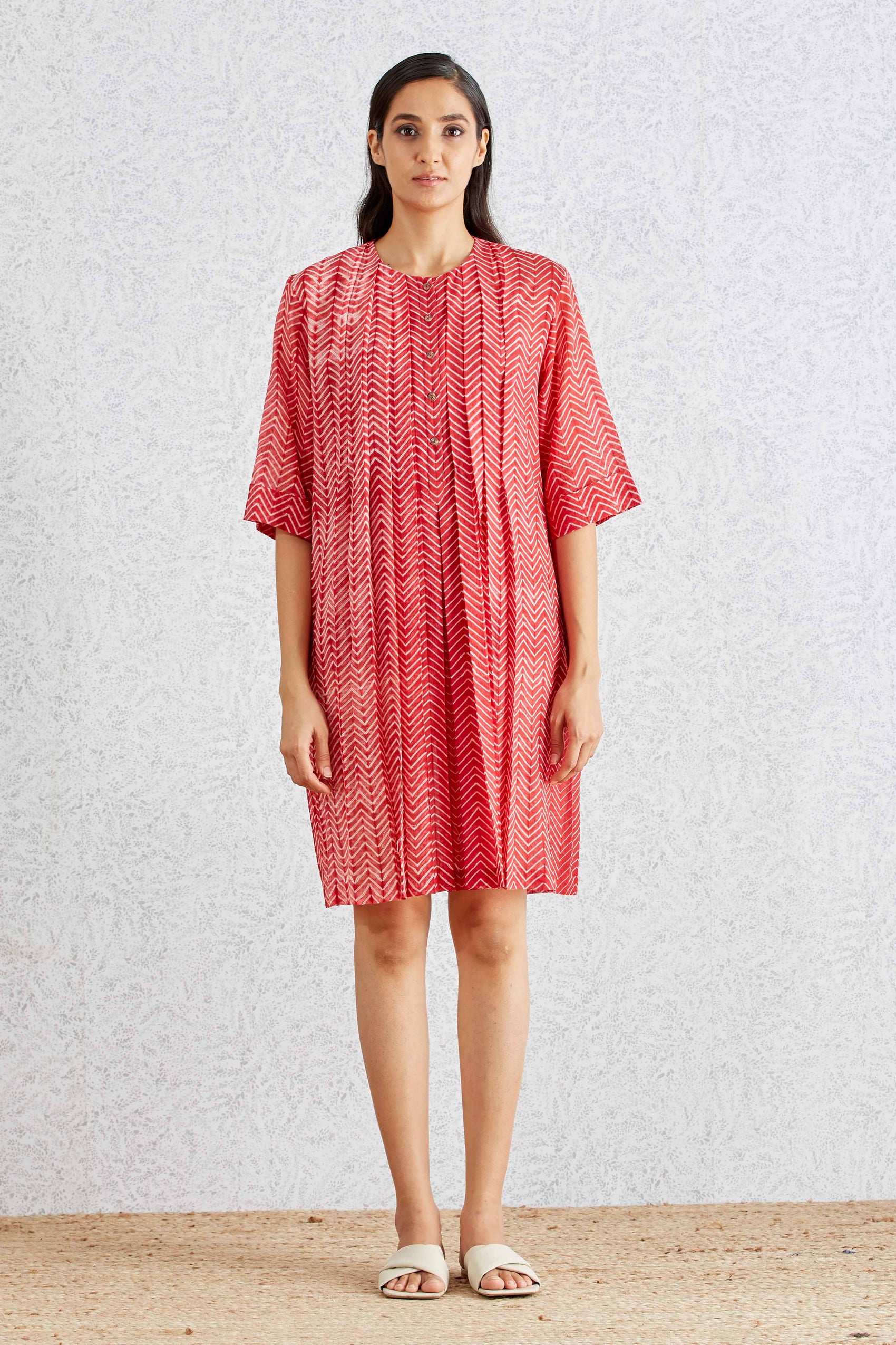SHIBORI PLEATED DRESS