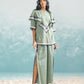 NILE SHOULDER FRILL SHIRT AND PANT SET