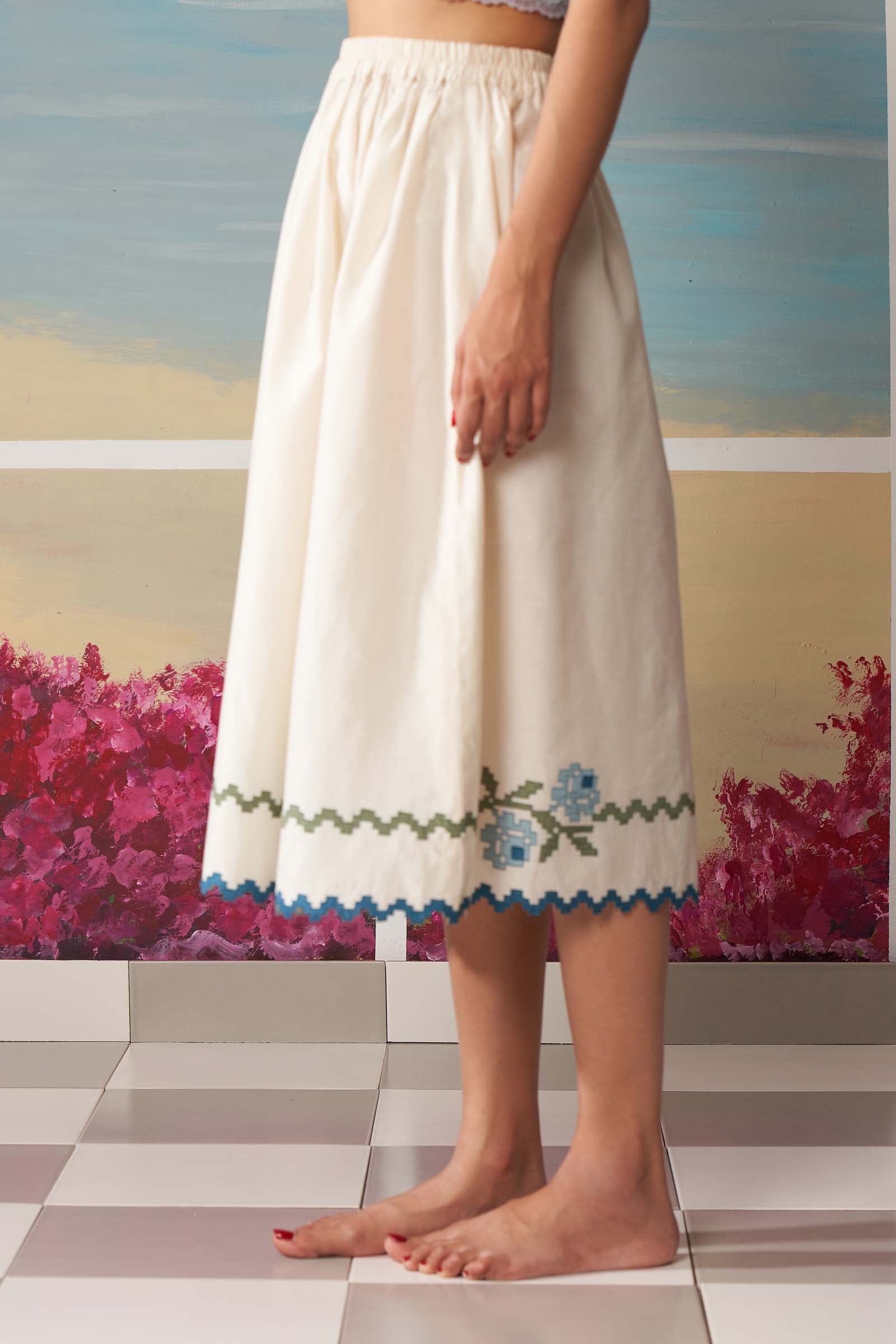 APPLIQUÉ CUTWORK SKIRT