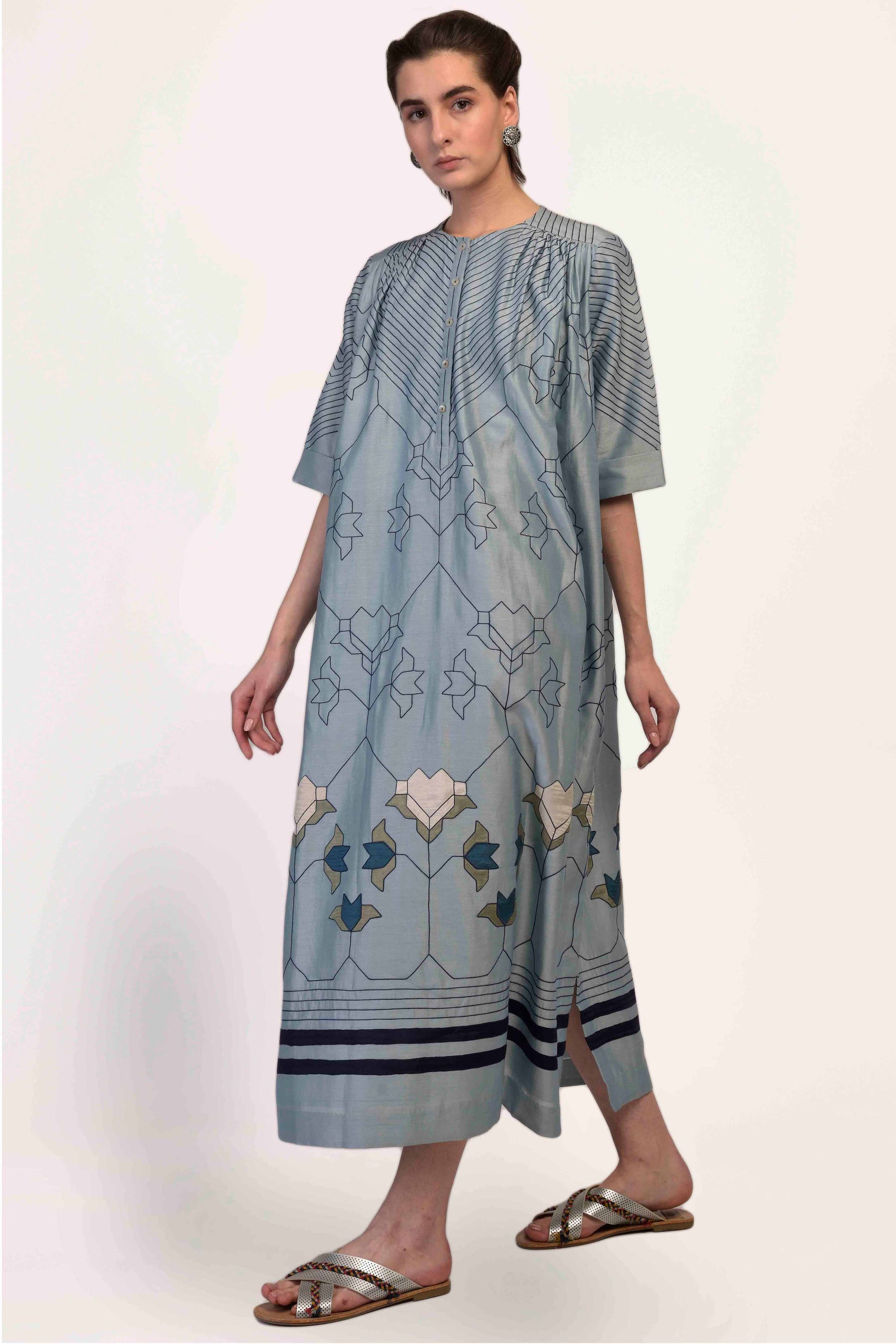 SHOULDER AND YOKE GATHER DRESS