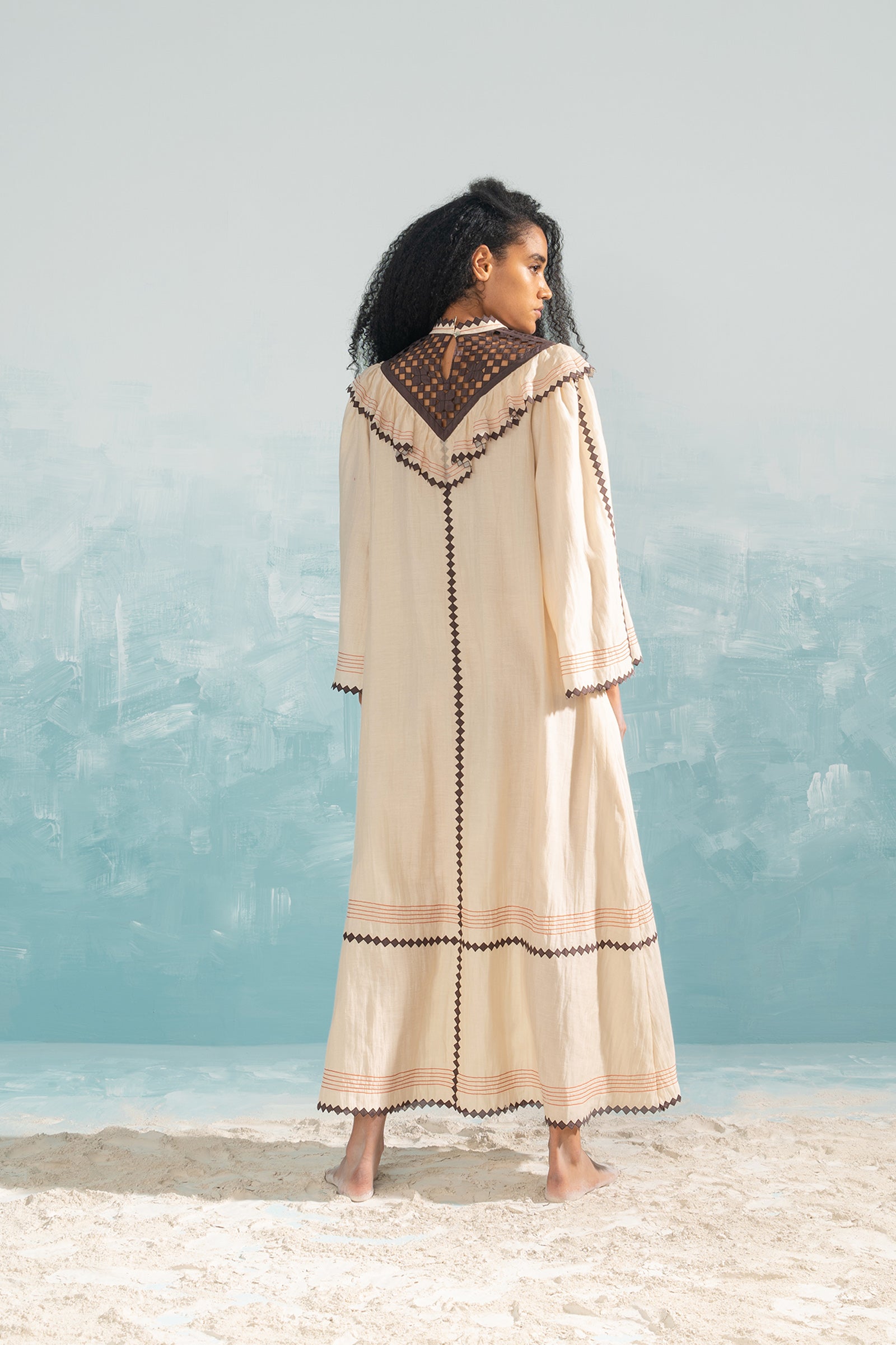NILE YOKE CUTWORK LONG DRESS