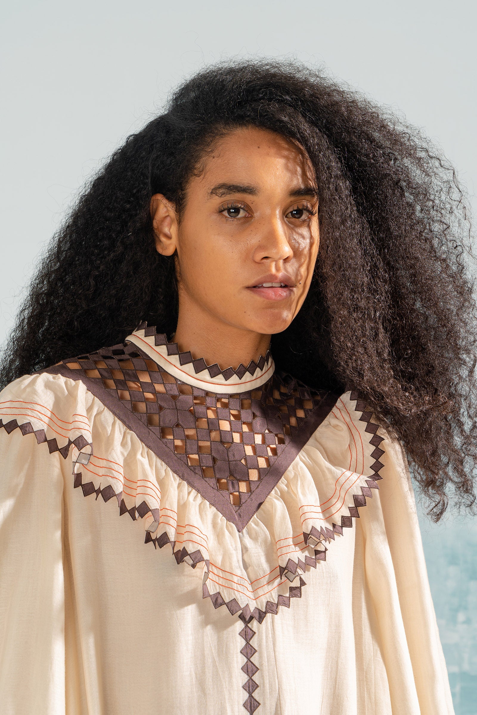 NILE YOKE CUTWORK LONG DRESS