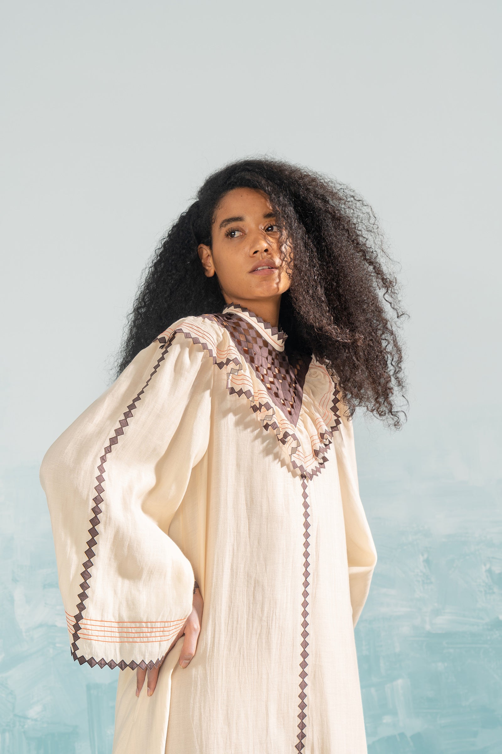 NILE YOKE CUTWORK LONG DRESS