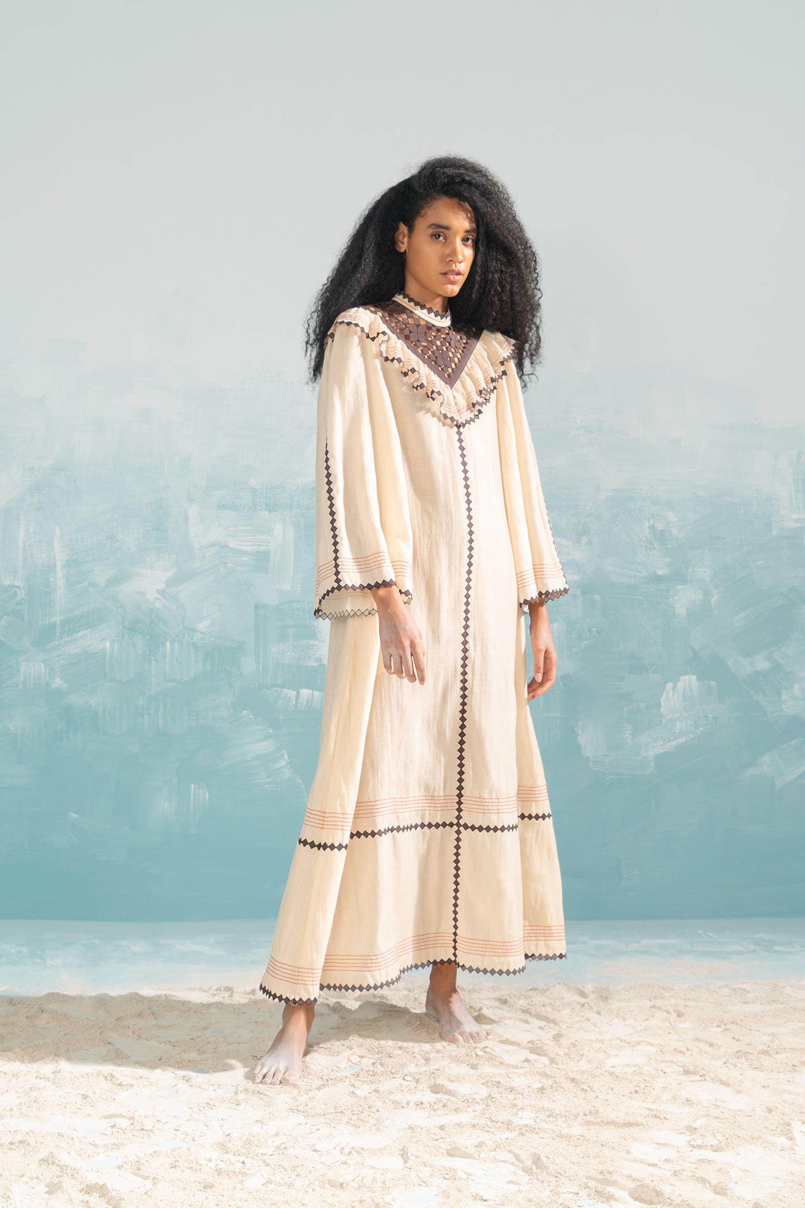 NILE YOKE CUTWORK LONG DRESS